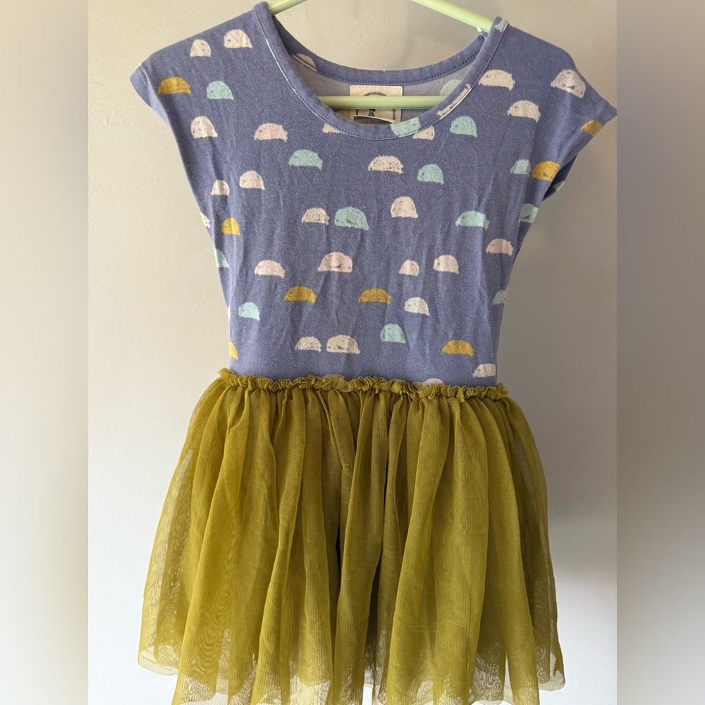 Kids Casual Dress with Blue and Green Design